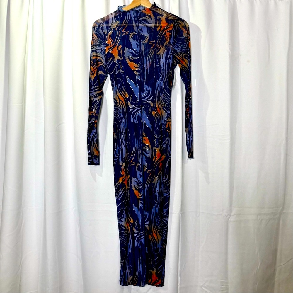 Spoiled Label Long Sleeve full length bodycon Abstract Dress women’s size medium - Picture 8 of 9